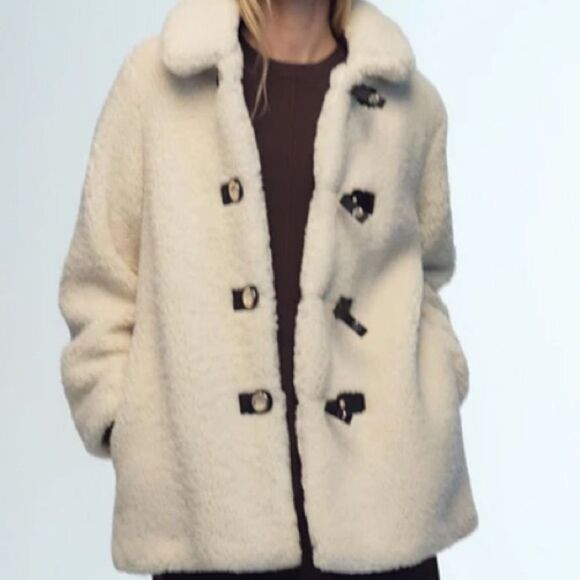 Zara Ecru fully lined jacket sz L NWT - Picture 1 of 11